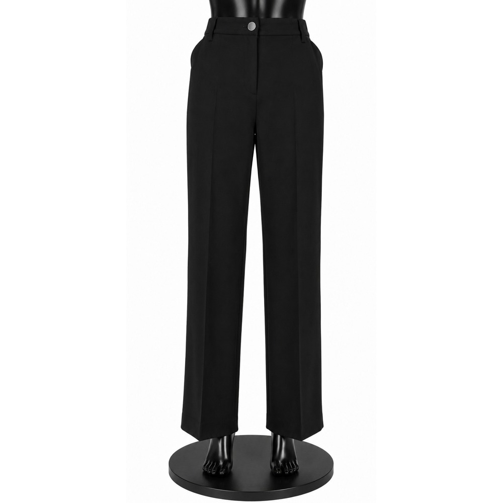 Chico's Womens Casual Pants Size 1 Short Length Black Knit Straight Leg Stretch